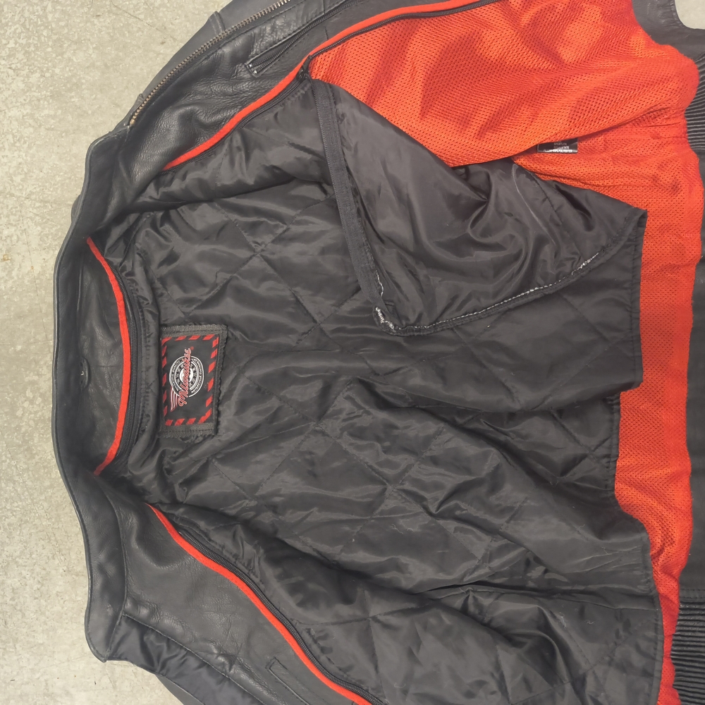 Men's Black and Red Leather Jacket